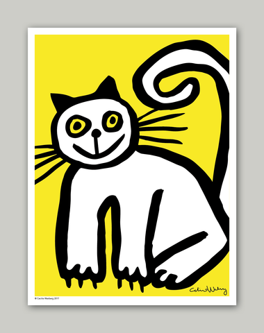 Happy Cat in Yellow Poster