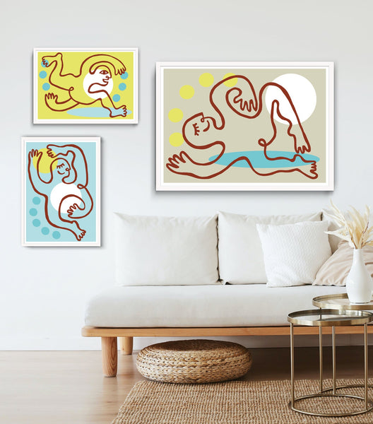 Poster med en enkel, naiv illustration av en löpare mot limegrön bakgrund