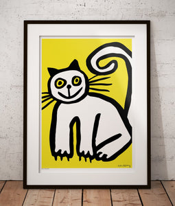 Happy Cat in Yellow Poster