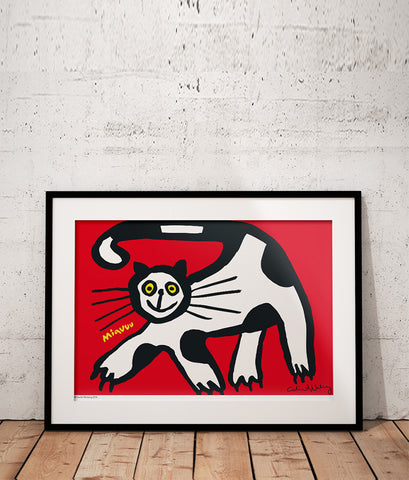 Cat in Red Poster