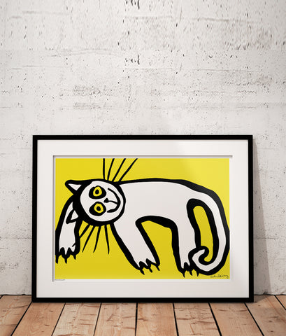 Lazy Cat in Yellow Poster